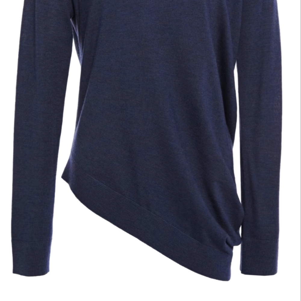 Theory Asymmetrical Wool Blend Sweater Navy Blue P - Picture 2 of 6